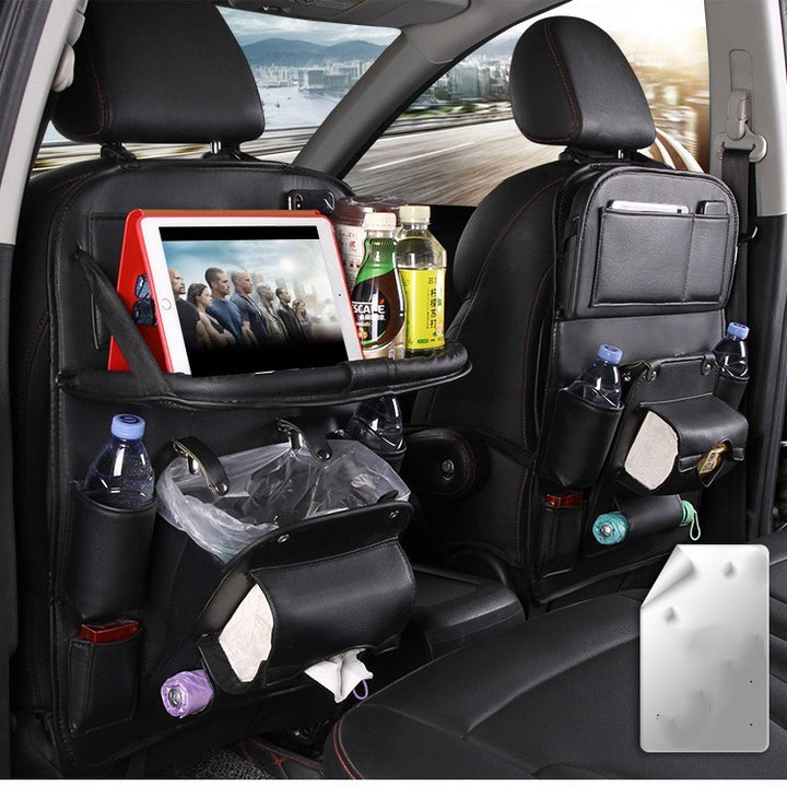 Car Tray Leather-Style Stitched Storage Bag