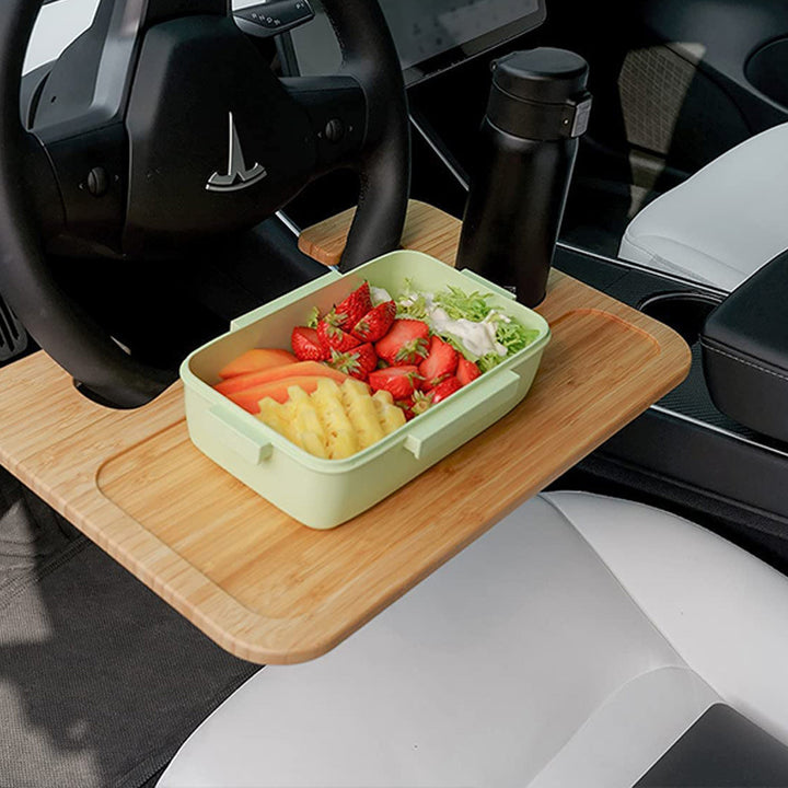 Computer Writing Desk Bamboo Wood Double-sided Car Steering Wheel Tray